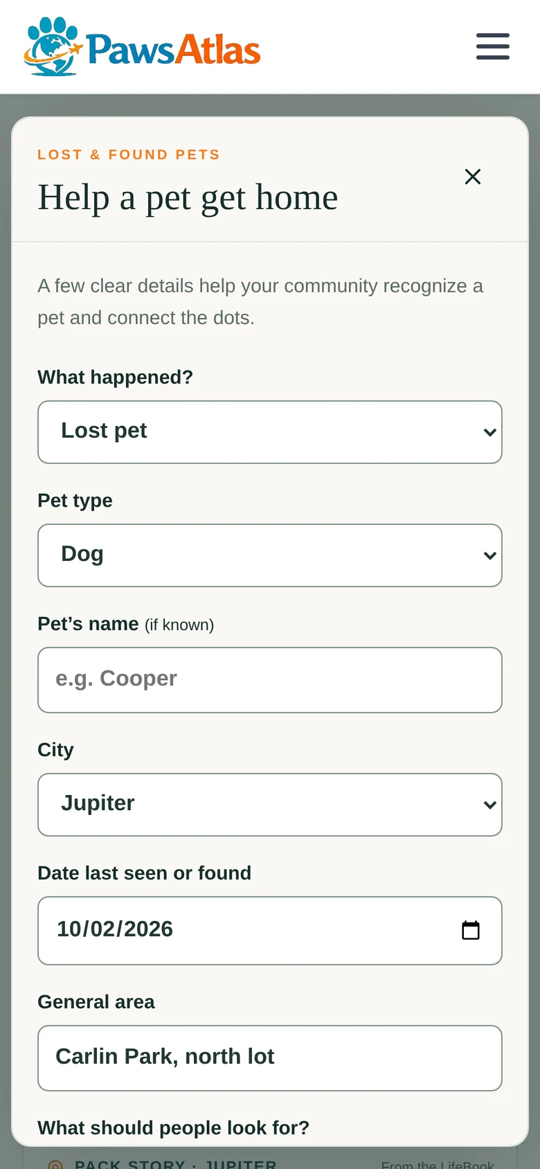 Help a pet get home: what happened, where, when, and what to look for