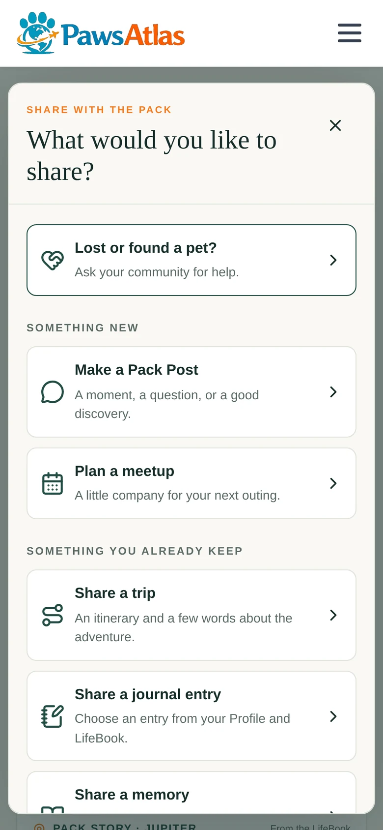 "Share with the Pack" &mdash; something new, or something you already keep